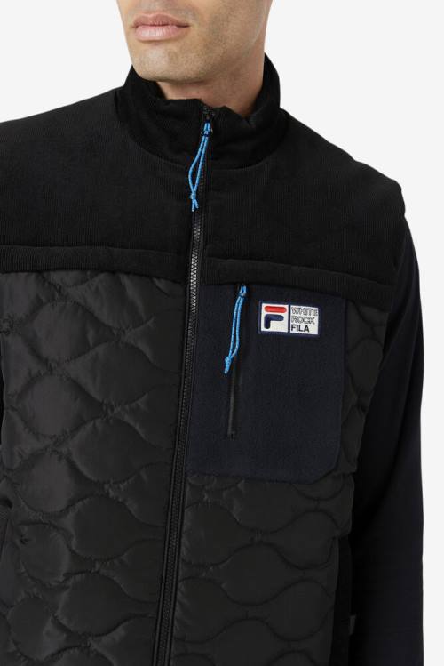 Black Men's Fila Crag Vest Jackets | Fila695CS