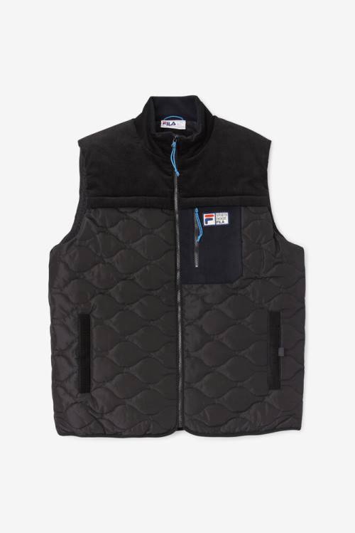 Black Men\'s Fila Crag Vest Jackets | Fila695CS