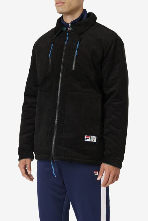 Black Men's Fila Crank Reversible Jackets | Fila173NO