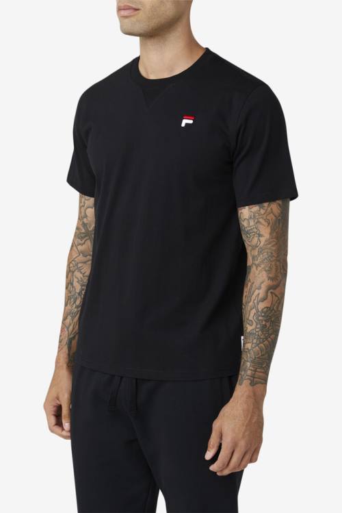 Black Men's Fila Derion Tee T Shirts | Fila309HK