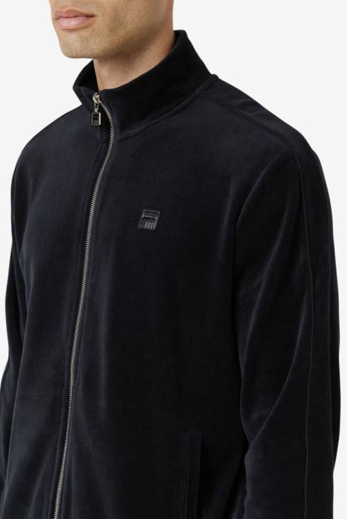 Black Men's Fila Deverall Velour Jackets | Fila576QC