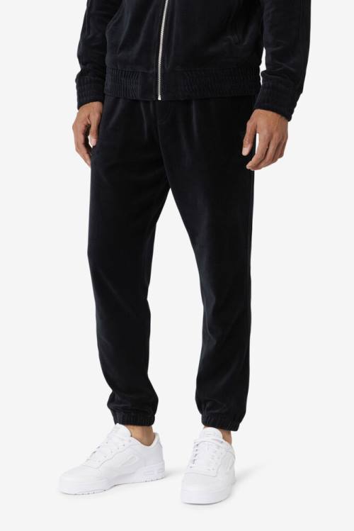 Black Men's Fila Deverall Velour Pants | Fila531XY