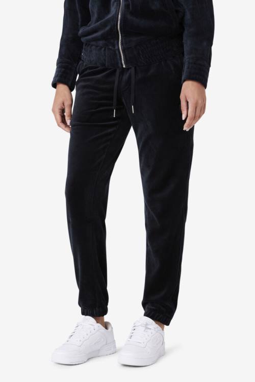 Black Men's Fila Deverall Velour Pants | Fila531XY