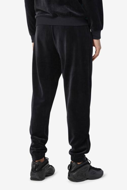 Black Men's Fila Dortmund Velour Jogger Pants | Fila127ID