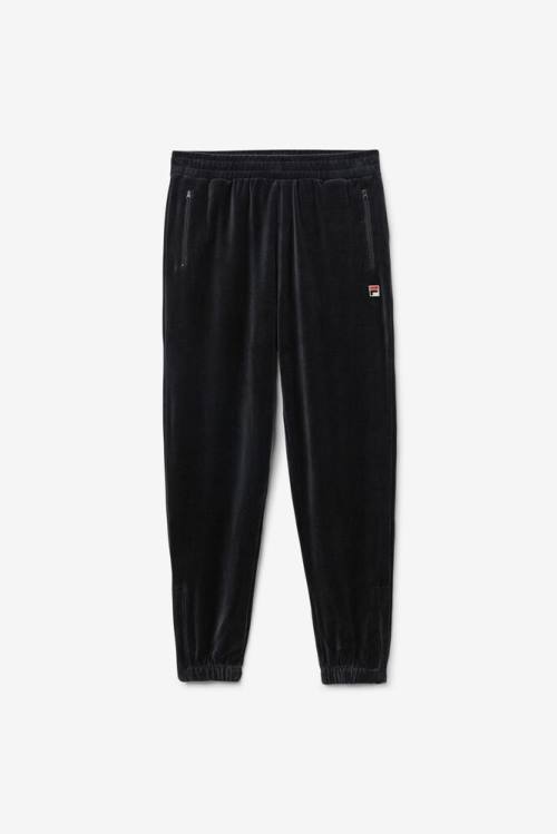 Black Men\'s Fila Dortmund Velour Jogger Pants | Fila127ID