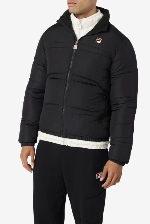 Black Men's Fila Elias Puffer Jackets | Fila054RW