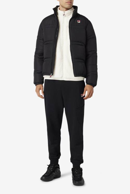 Black Men's Fila Elias Puffer Jackets | Fila054RW