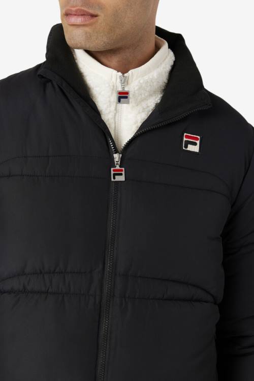 Black Men's Fila Elias Puffer Jackets | Fila054RW