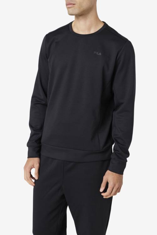 Black Men's Fila Emry Crew Sweatshirts | Fila127CX