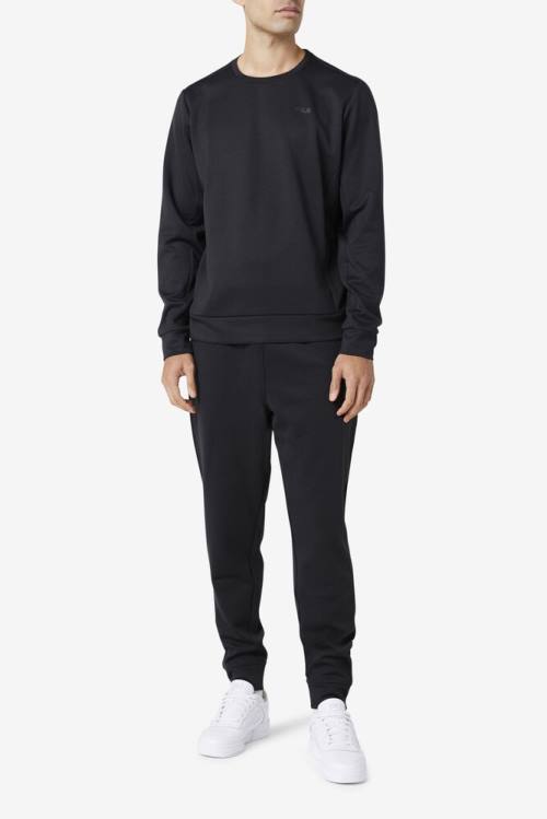 Black Men's Fila Emry Crew Sweatshirts | Fila127CX