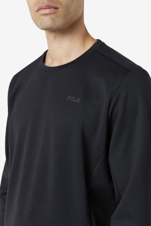 Black Men's Fila Emry Crew Sweatshirts | Fila127CX