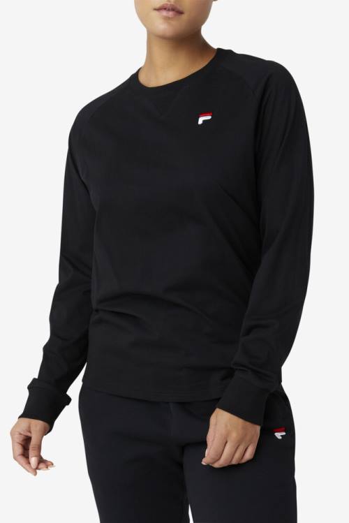 Black Men's Fila Flynn Long Sleeve Tee T Shirts | Fila368TR