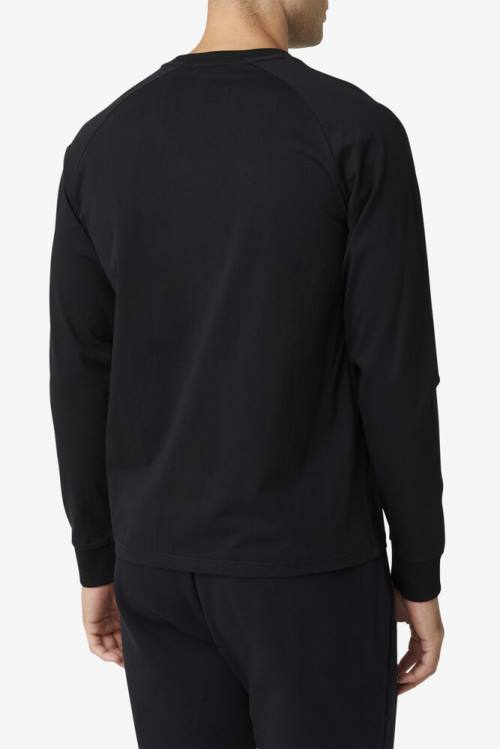 Black Men's Fila Flynn Long Sleeve Tee T Shirts | Fila609WB