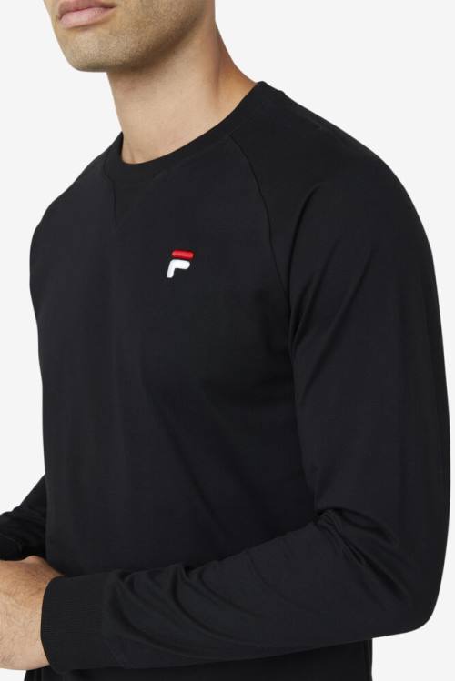 Black Men's Fila Flynn Long Sleeve Tee T Shirts | Fila609WB