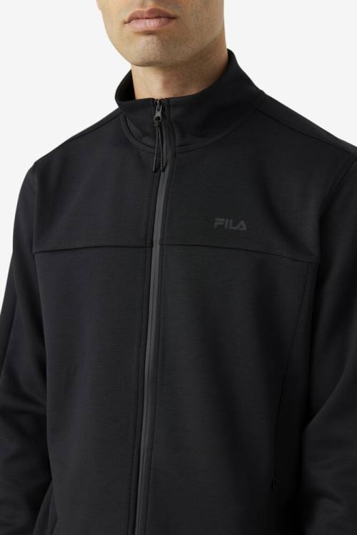 Black Men's Fila Gonal Zip Jackets | Fila523YV