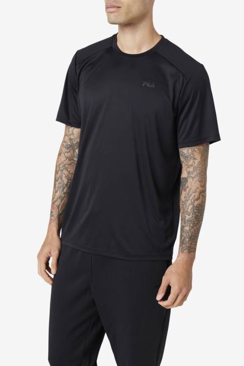 Black Men's Fila Kaab Crew T Shirts | Fila235VQ