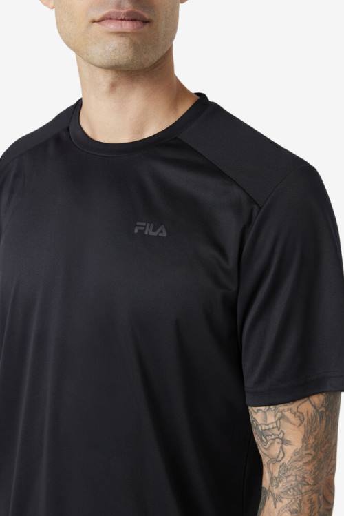 Black Men's Fila Kaab Crew T Shirts | Fila235VQ