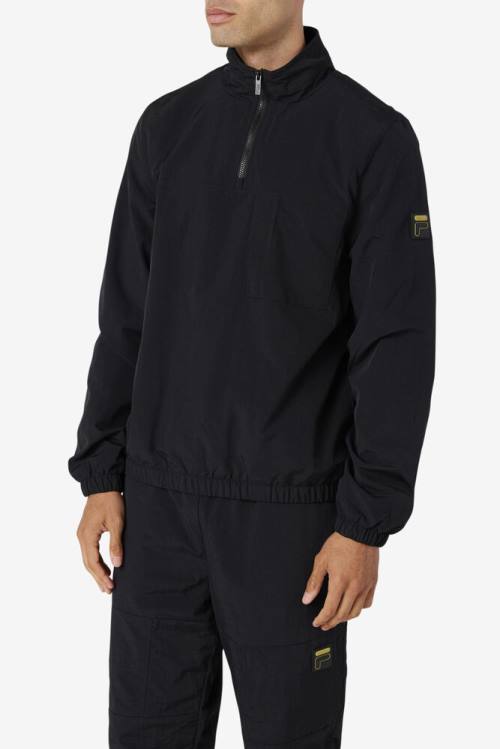 Black Men's Fila Magnus 1/4 Zip Track Jackets | Fila876DV