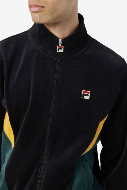 Black Men's Fila Marten Velour Jackets | Fila564TL