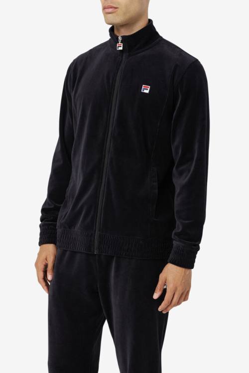 Black Men's Fila O-fit Velour Jackets | Fila752HL