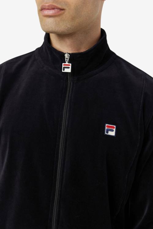 Black Men's Fila O-fit Velour Jackets | Fila752HL