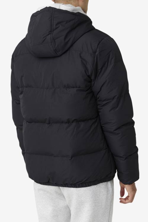 Black Men's Fila Otler Puffer Jackets | Fila764NZ