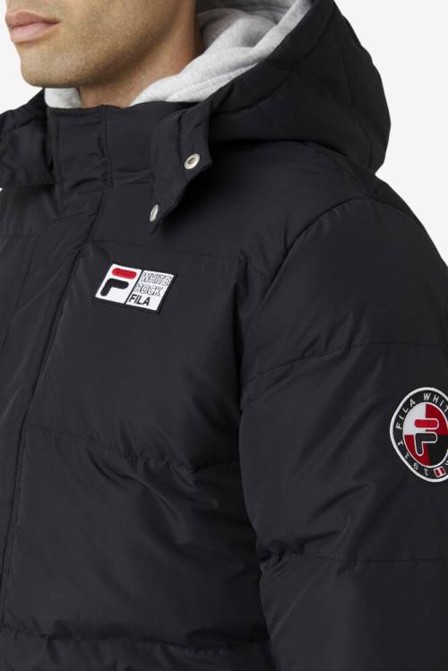 Black Men's Fila Otler Puffer Jackets | Fila764NZ