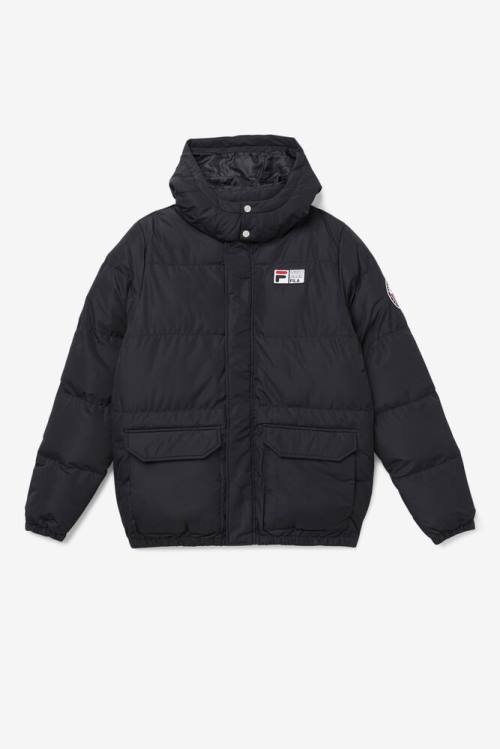 Black Men\'s Fila Otler Puffer Jackets | Fila764NZ