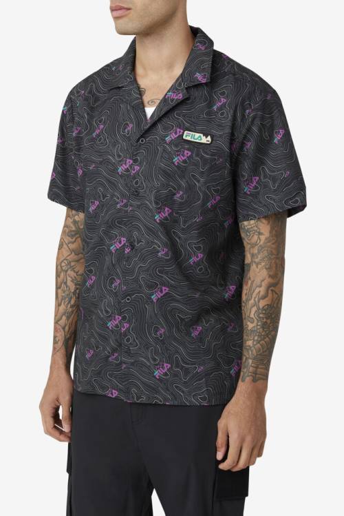 Black Men's Fila Topo Caban Shirts | Fila803GF