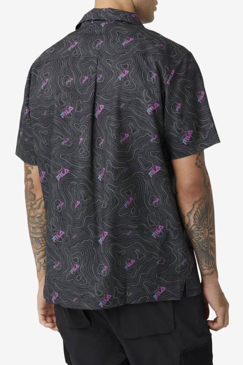 Black Men's Fila Topo Caban Shirts | Fila803GF