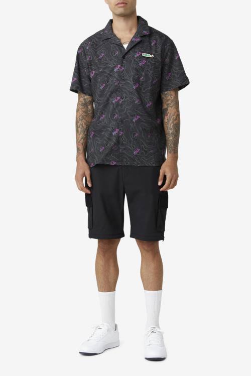 Black Men's Fila Topo Caban Shirts | Fila803GF