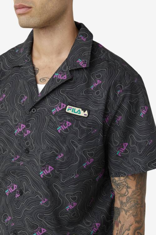 Black Men's Fila Topo Caban Shirts | Fila803GF