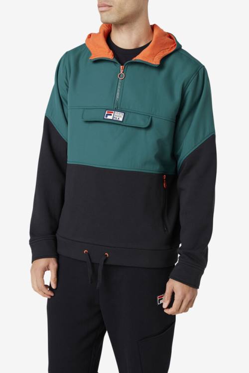 Black Men's Fila Volga 1/2 Zip Hoodie | Fila841CM