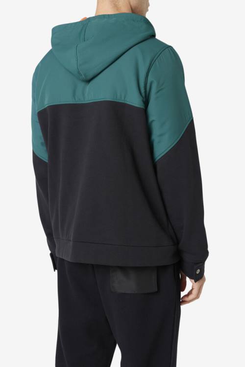 Black Men's Fila Volga 1/2 Zip Hoodie | Fila841CM