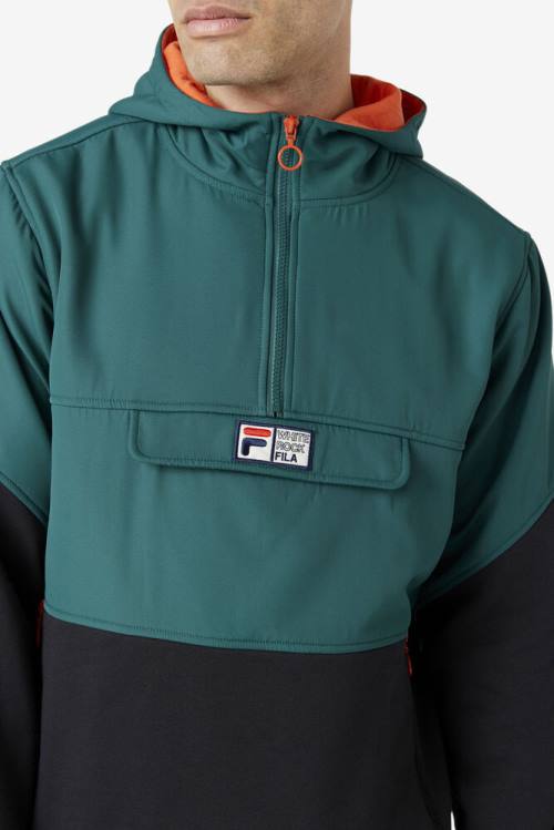 Black Men's Fila Volga 1/2 Zip Hoodie | Fila841CM