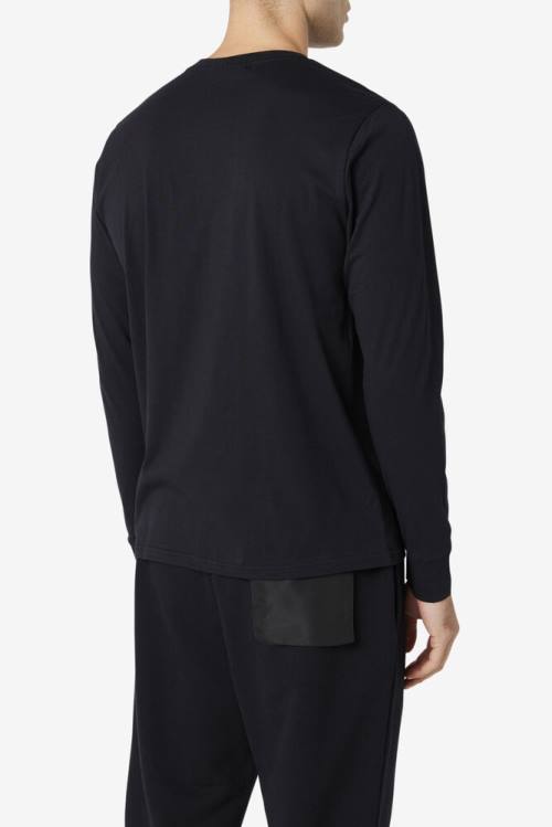 Black Men's Fila Yenisei Long Sleeve Tee T Shirts | Fila917QI