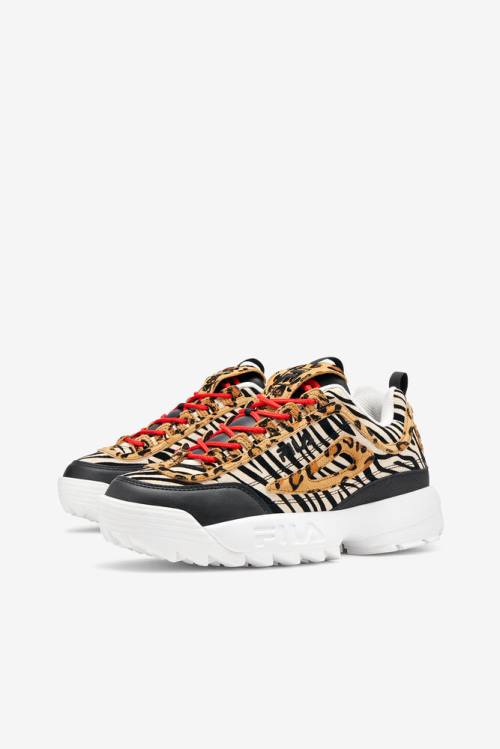 Black / Multicolor / White Women's Fila Disruptor 2 Animal Sneakers | Fila234SB