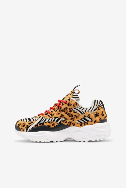 Black / Multicolor / White Women's Fila Ray Tracer Animal Sneakers | Fila781XT