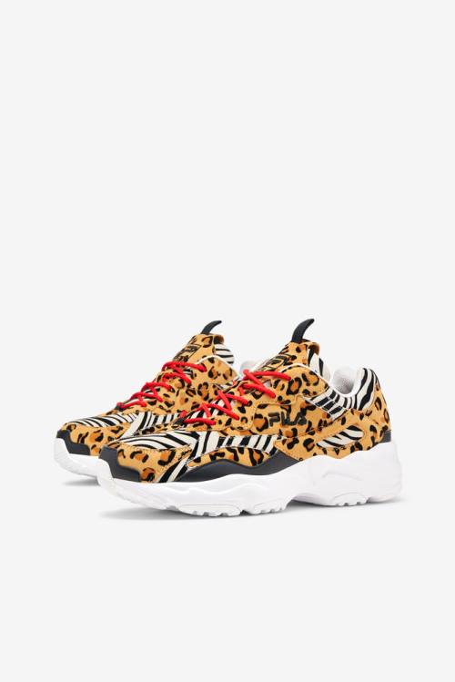 Black / Multicolor / White Women's Fila Ray Tracer Animal Sneakers | Fila781XT