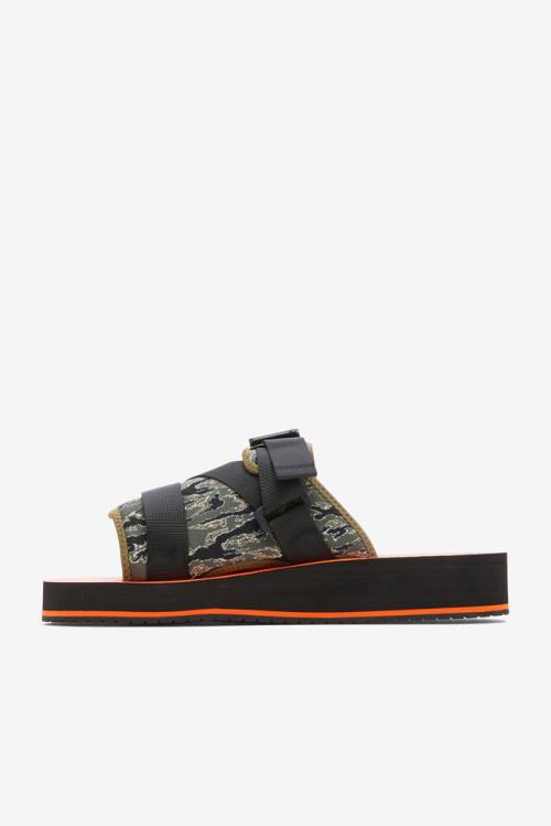 Black / Olive Men's Fila Sol-slide V2 Camo Slides | Fila093LV