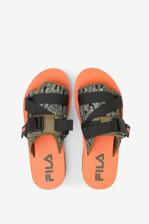 Black / Olive Men's Fila Sol-slide V2 Camo Slides | Fila093LV