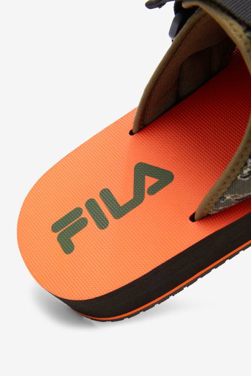 Black / Olive Men's Fila Sol-slide V2 Camo Slides | Fila093LV