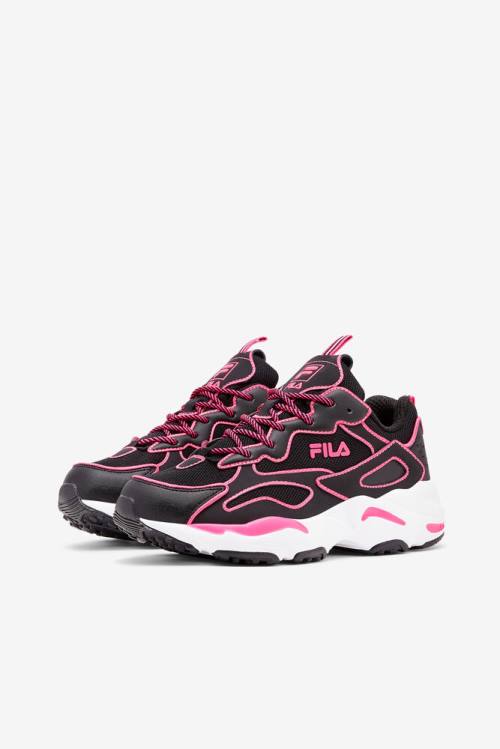 Black / Pink / White Women's Fila Ray Tracer Neon Sneakers | Fila532HB