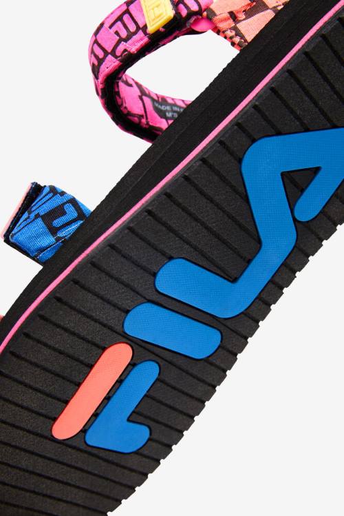 Black / Purple / Blue Men's Fila Drifter Ts Bandana Sandals | Fila267PD