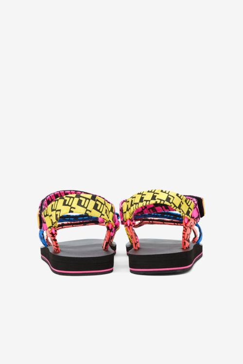 Black / Purple / Blue Women's Fila Drifter Ts Bandana Sandals | Fila208TJ