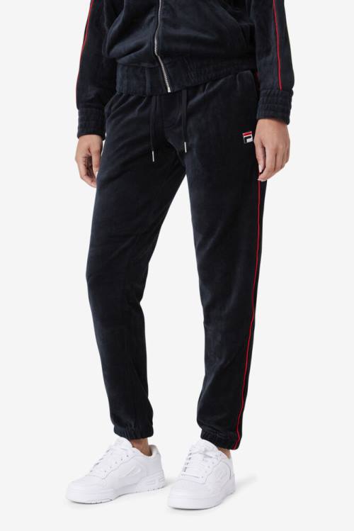 Black / Red / Green Men's Fila Deverall Velour Pants | Fila982KO