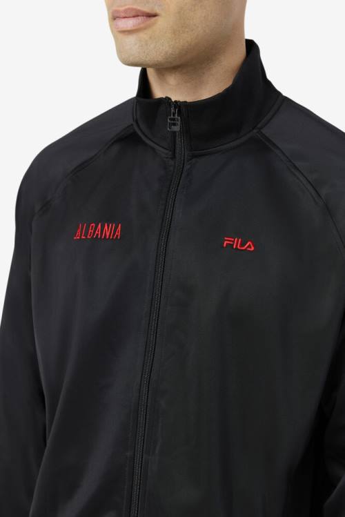 Black / Red Men's Fila Albania Track Jackets | Fila289RK