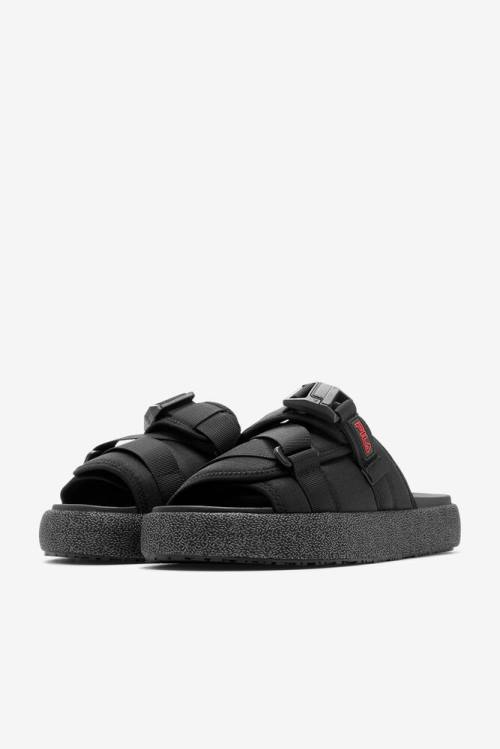 Black / Red Men's Fila Atlas Slides | Fila428MQ