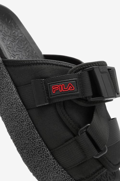 Black / Red Men's Fila Atlas Slides | Fila428MQ