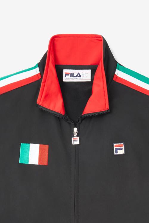 Black / Red Men's Fila Italy Track Jackets | Fila748DC